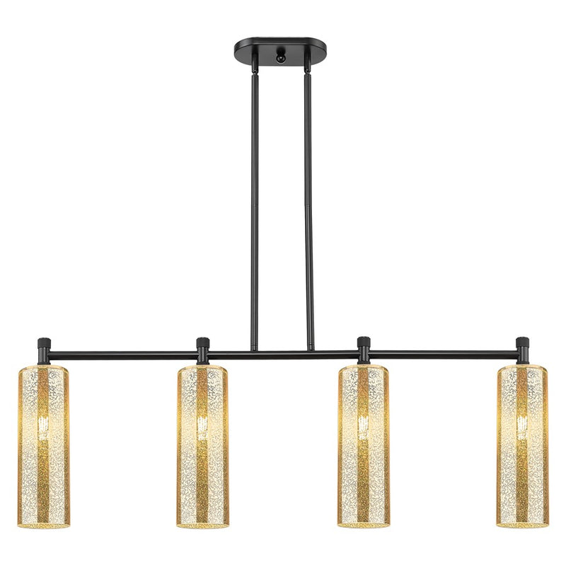 Innovations Crown Point 4Lt 12" Stem Island Light, BK/Merc - 434-4I-BK-G434-12ME