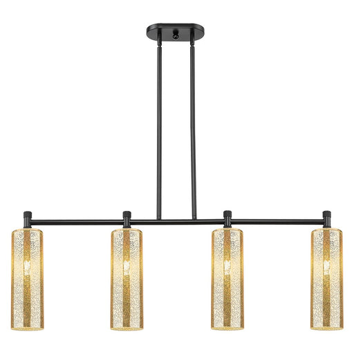 Innovations Crown Point 4Lt 12" Stem Island Light, BK/Merc - 434-4I-BK-G434-12ME
