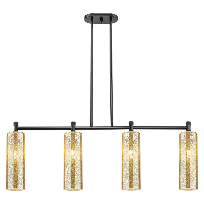 Innovations Crown Point 4Lt 12" Stem Island Light, BK/Merc - 434-4I-BK-G434-12ME