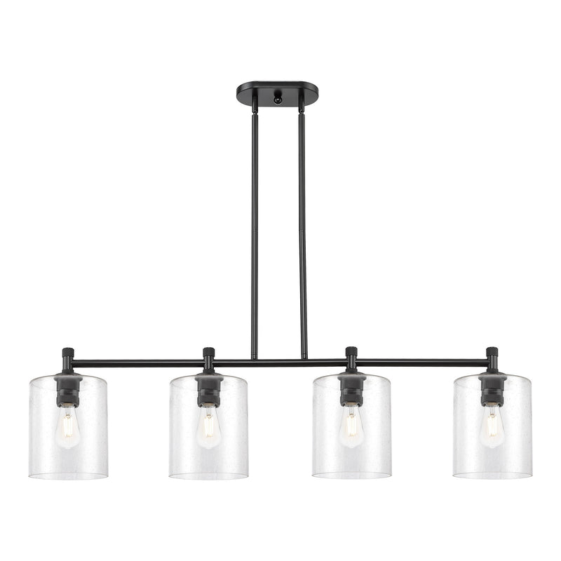 Innovations Paladin 47in 4-Light Island Light | Industrial Matte Black and Seedy Glass | Kitchen Island & Dining Room | Model 434-4I-BK-G4424-7