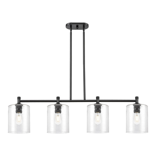 Innovations Paladin 47in 4-Light Island Light | Industrial Matte Black and Seedy Glass | Kitchen Island & Dining Room | Model 434-4I-BK-G4424-7