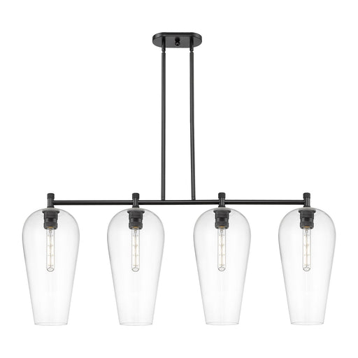 Innovations Chelsea 48in 4-Light Island | Industrial Matte Black and Clear Glass | Kitchen Island & Dining Room | Model 434-4I-BK-G456-8CL