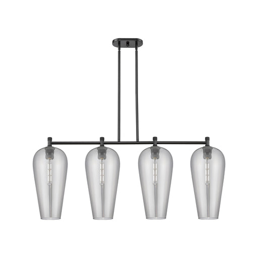 Innovations Chelsea 48in 4-Light Island | Industrial Matte Black and Light Smoke Glass | Kitchen Island & Dining Room | Model 434-4I-BK-G456-8SM