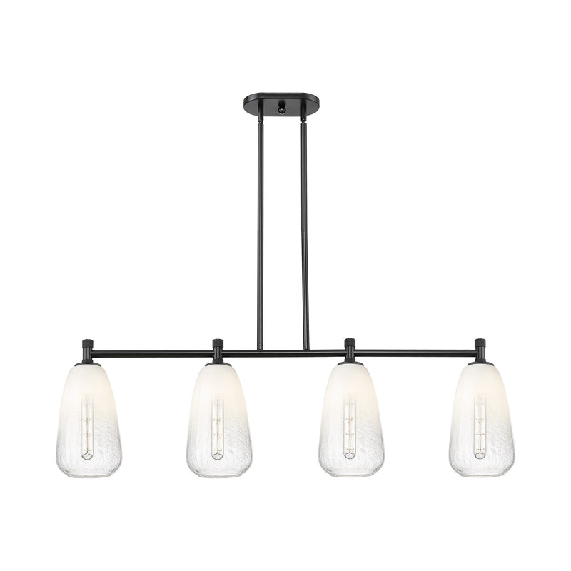 Innovations Brookhaven Almond 46in 4-Light Island Light | Industrial Matte Black and Opal Glass | Kitchen Island & Dining | Model 434-4I-BK-G480-6OP