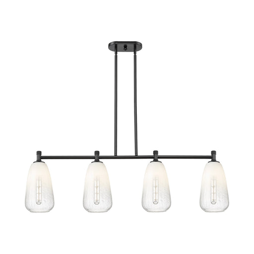 Innovations Brookhaven Almond 46in 4-Light Island Light | Industrial Matte Black and Opal Glass | Kitchen Island & Dining | Model 434-4I-BK-G480-6OP