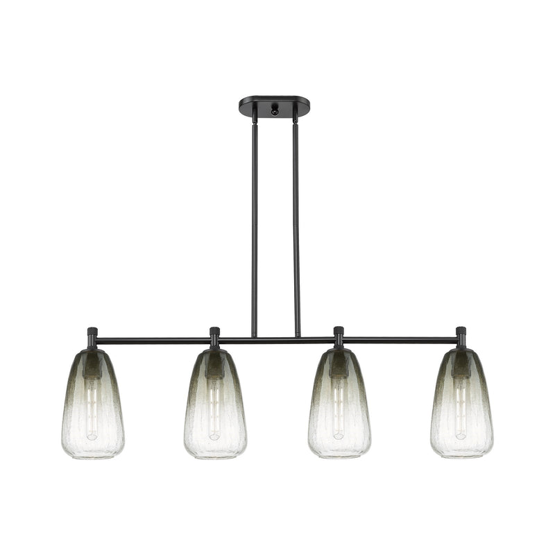 Innovations Brookhaven Almond 46in 4-Light Island Light | Industrial Matte Black and Slate Glass | Kitchen Island & Dining | Model 434-4I-BK-G480-6SL