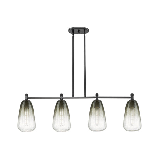 Innovations Brookhaven Almond 46in 4-Light Island Light | Industrial Matte Black and Slate Glass | Kitchen Island & Dining | Model 434-4I-BK-G480-6SL