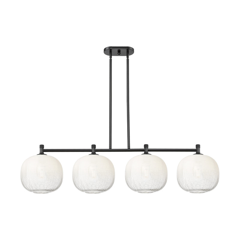 Innovations Brookhaven Sphere 51in 4-Light Island Light | Industrial Matte Black and Opal Glass | Kitchen Island & Dining | Model 434-4I-BK-G481-10OP