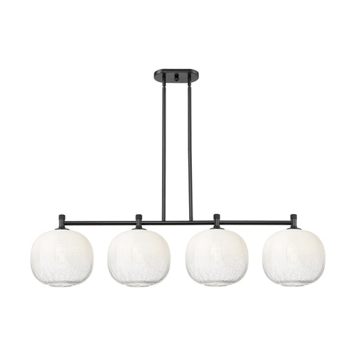 Innovations Brookhaven Sphere 51in 4-Light Island Light | Industrial Matte Black and Opal Glass | Kitchen Island & Dining | Model 434-4I-BK-G481-10OP