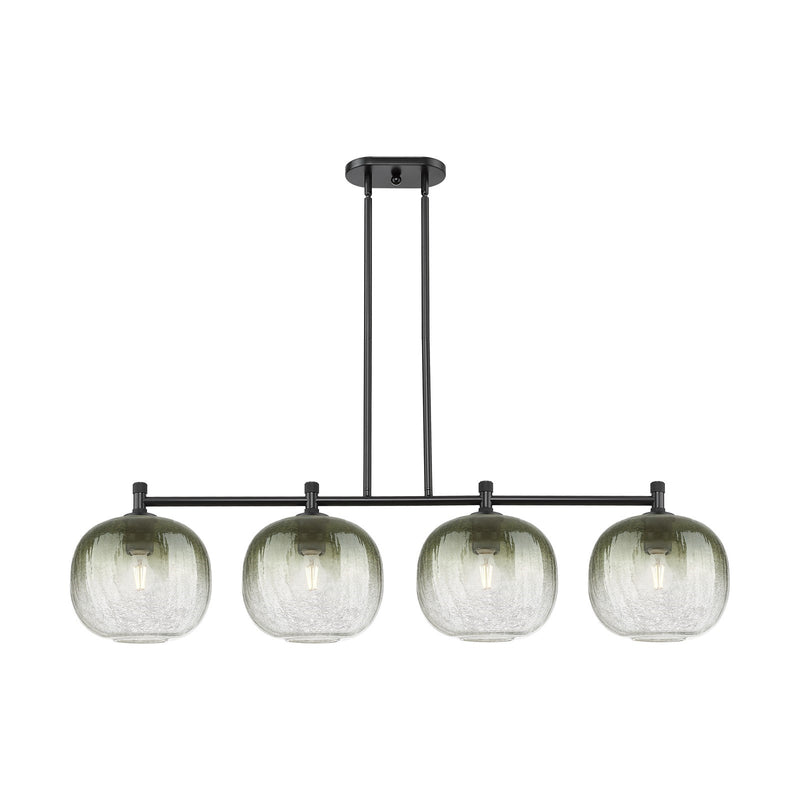 Innovations Brookhaven Sphere 51in 4-Light Island Light | Industrial Matte Black and Slate Glass | Kitchen Island | Model 434-4I-BK-G481-10SL