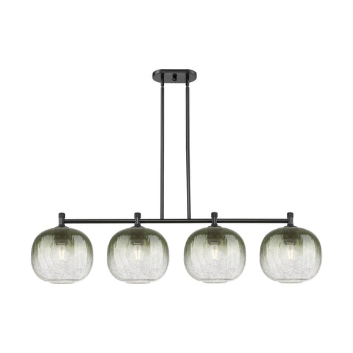 Innovations Brookhaven Sphere 51in 4-Light Island Light | Industrial Matte Black and Slate Glass | Kitchen Island | Model 434-4I-BK-G481-10SL