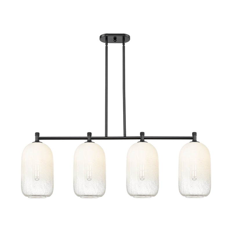 Innovations Brookhaven Cloche 47in 4-Light Island Light | Industrial Matte Black and Opal Glass | Kitchen Island & Dining | Model 434-4I-BK-G482-7OP