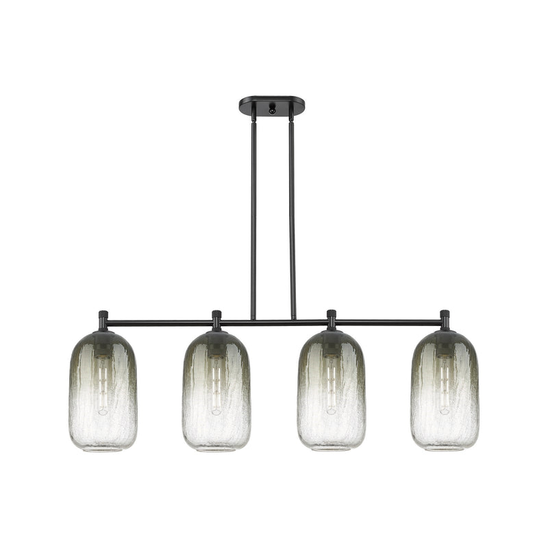 Innovations Brookhaven Cloche 47in 4-Light Island Light | Industrial Matte Black and Slate Glass | Kitchen Island & Dining | Model 434-4I-BK-G482-7SL
