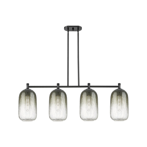 Innovations Brookhaven Cloche 47in 4-Light Island Light | Industrial Matte Black and Slate Glass | Kitchen Island & Dining | Model 434-4I-BK-G482-7SL