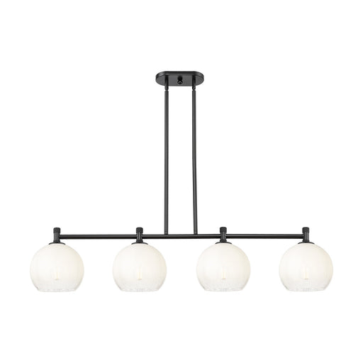 Innovations Brookhaven Globe 48in 4-Light Island Light | Industrial Matte Black and Opal Glass | Kitchen Island & Dining | Model 434-4I-BK-G483-8OP