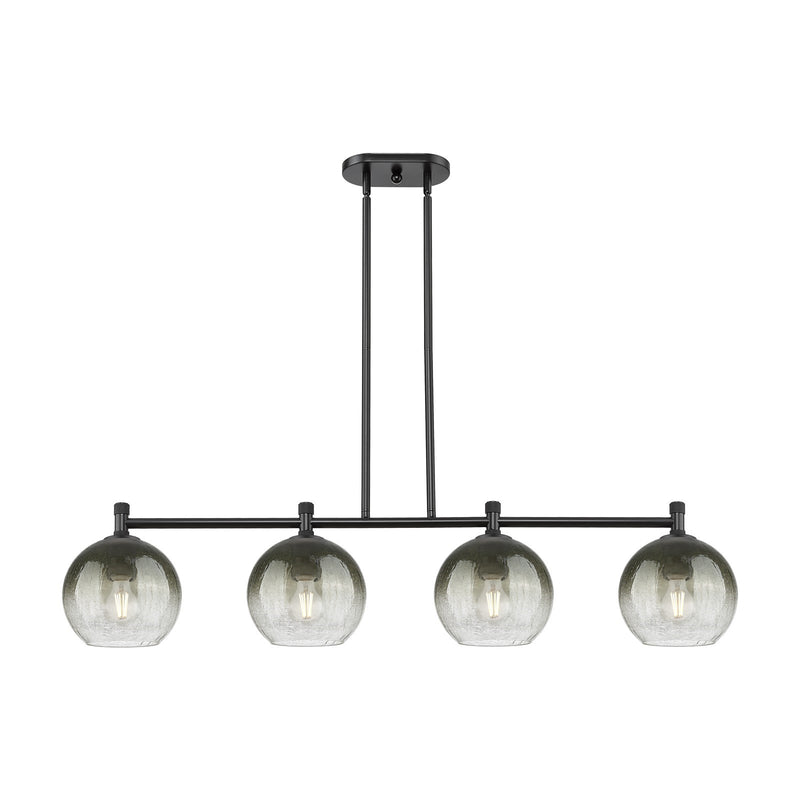 Innovations Brookhaven Globe 48in 4-Light Island Light | Industrial Matte Black and Slate Glass | Kitchen Island & Dining | Model 434-4I-BK-G483-8SL