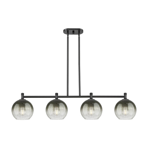 Innovations Brookhaven Globe 48in 4-Light Island Light | Industrial Matte Black and Slate Glass | Kitchen Island & Dining | Model 434-4I-BK-G483-8SL