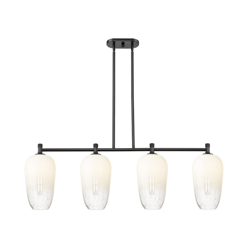 Innovations Brookhaven Flute 47in 4-Light Island Light | Industrial Matte Black and Opal Glass | Kitchen Island & Dining | Model 434-4I-BK-G484-7OP