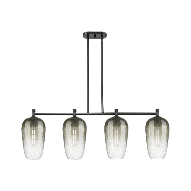 Innovations Brookhaven Flute 47in 4-Light Island Light | Industrial Matte Black and Slate Glass | Kitchen Island & Dining | Model 434-4I-BK-G484-7SL