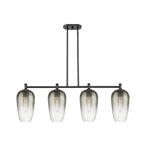Innovations Brookhaven Flute 47in 4-Light Island Light | Industrial Matte Black and Slate Glass | Kitchen Island & Dining | Model 434-4I-BK-G484-7SL