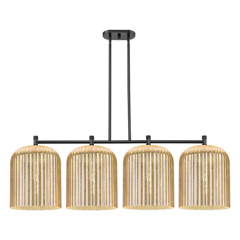 Innovations Crown Point 52in 4-Light Island Light | Industrial Matte Black and Mercury Glass | Kitchen Island & Dining | Model 434-4I-BK-G559-12ME