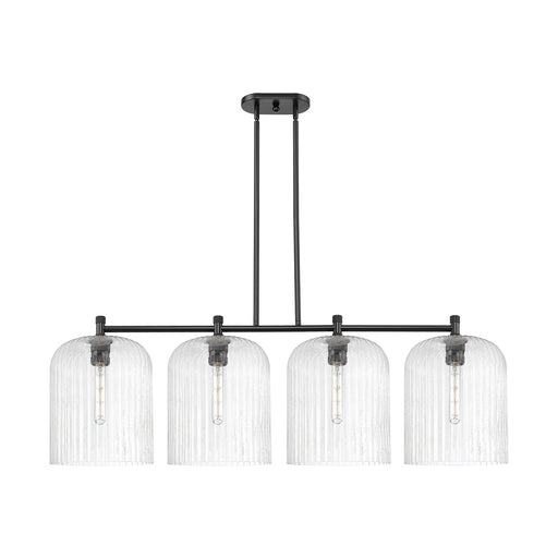 Innovations Crown Point 52in 4-Light Island Light | Industrial Matte Black and Seedy Glass | Kitchen Island & Dining | Model 434-4I-BK-G559-12SDY