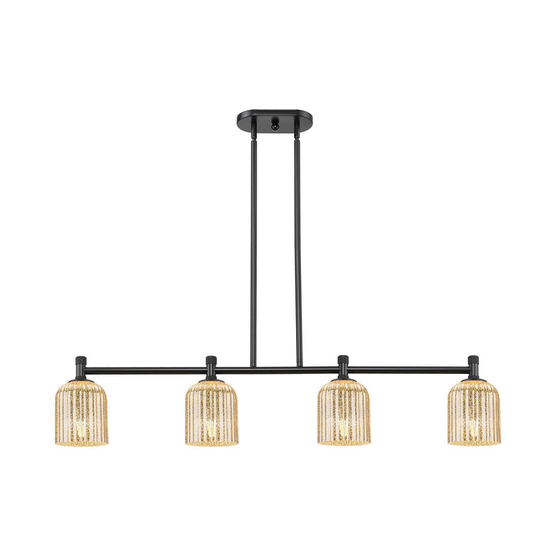 Innovations Crown Point 45in 4-Light Island Light | Industrial Matte Black and Mercury Glass | Kitchen Island & Dining | Model 434-4I-BK-G559-5ME