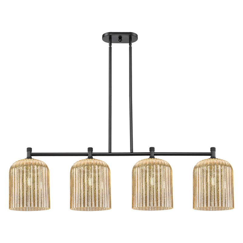 Innovations Crown Point 48in 4-Light Island Light | Industrial Matte Black and Mercury Glass | Kitchen Island & Dining | Model 434-4I-BK-G559-8ME