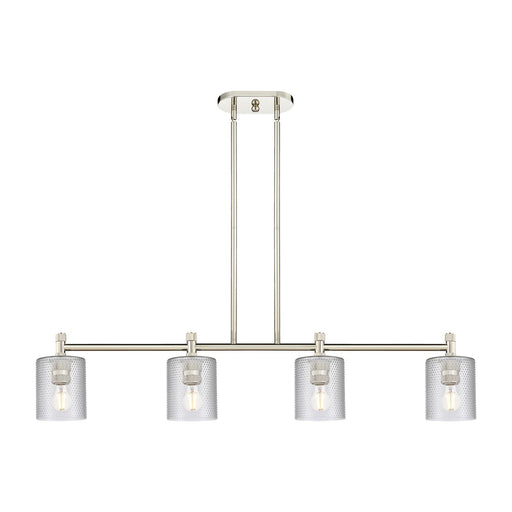 Innovations Cobbleskill 45in 4-Light Island | Industrial Polished Nickel and Clear Glass | Kitchen Island & Dining Room | Model 434-4I-PN-G112
