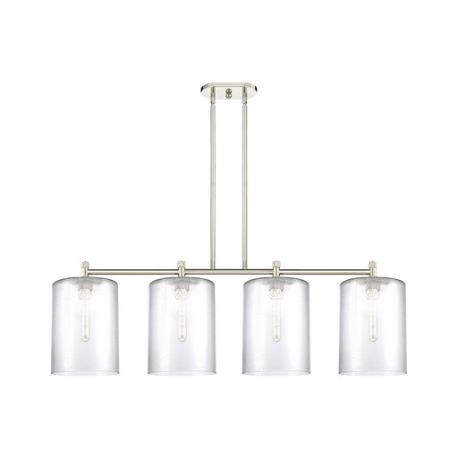 Innovations Cobbleskill 49in 4-Light Island | Industrial Polished Nickel and Clear Glass | Kitchen Island & Dining Room | Model 434-4I-PN-G112-L