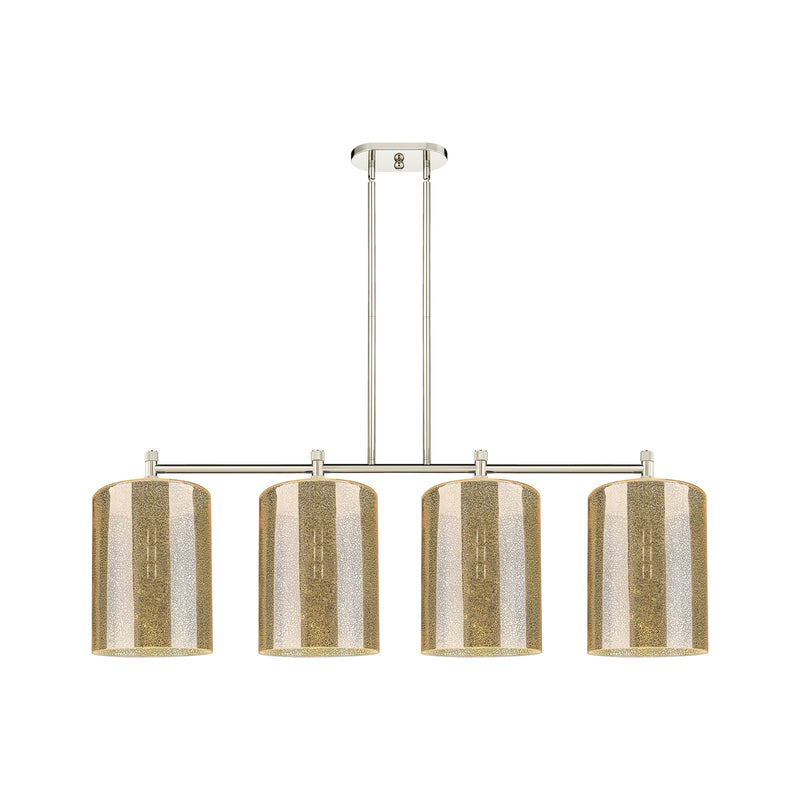 Innovations Cobbleskill 49in 4-Light Island | Industrial Polished Nickel and Mercury Glass | Kitchen Island & Dining Room | Model 434-4I-PN-G116-L