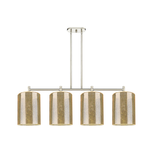 Innovations Cobbleskill 49in 4-Light Island | Industrial Polished Nickel and Mercury Glass | Kitchen Island & Dining Room | Model 434-4I-PN-G116-L
