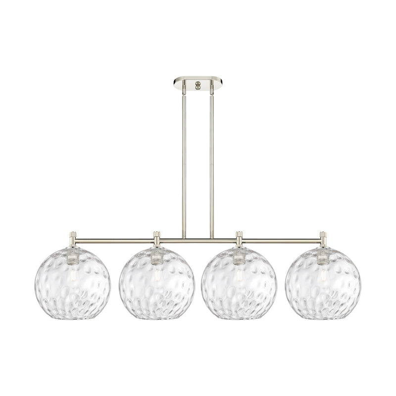 Innovations Athens Water Glass 52in 4-Light Island Light | Industrial Polished Nickel and Clear Glass | Kitchen Island | Model 434-4I-PN-G1215-12