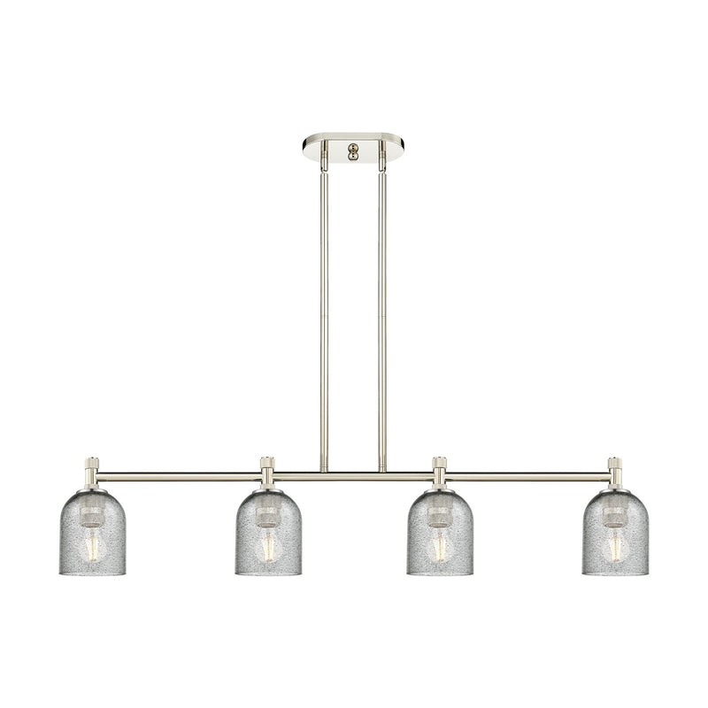 Innovations Caledonia 45in 4-Light Island Pendant | Industrial Polished Nickel and Charcoal Glass | Kitchen Island & Dining | Model 434-4I-PN-G257