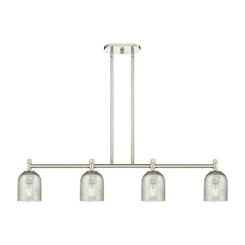 Innovations Caledonia 45in 4-Light Island Pendant | Industrial Polished Nickel and Mica Glass | Kitchen Island & Dining Room | Model 434-4I-PN-G259