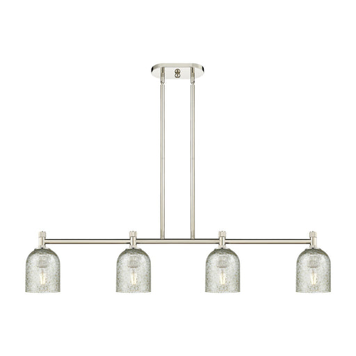 Innovations Caledonia 45in 4-Light Island Pendant | Industrial Polished Nickel and Mica Glass | Kitchen Island & Dining Room | Model 434-4I-PN-G259