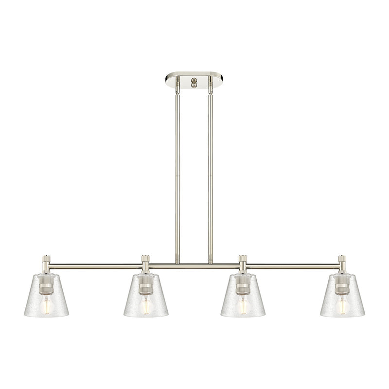 Innovations Caton 46in 4-Light Island Pendant | Industrial Polished Nickel and Frosted Glass | Kitchen Island & Dining Room | Model 434-4I-PN-G454