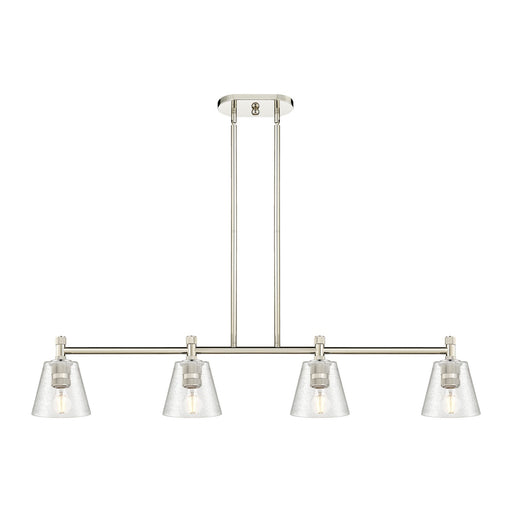 Innovations Caton 46in 4-Light Island Pendant | Industrial Polished Nickel and Frosted Glass | Kitchen Island & Dining Room | Model 434-4I-PN-G454