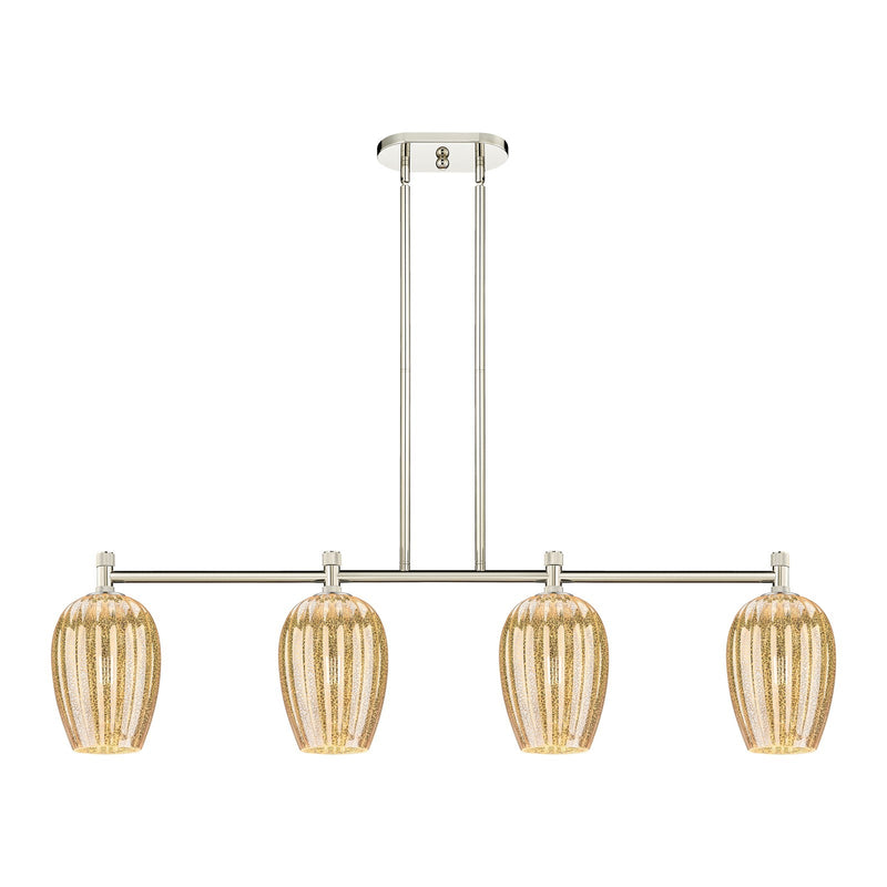 Innovations Preston Flute 46in 4-Light Island Pendant | Industrial Polished Nickel and Mercury Glass | Kitchen Island | Model 434-4I-PN-G457-6ME
