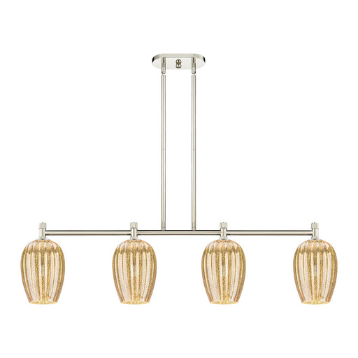 Innovations Preston Flute 46in 4-Light Island Pendant | Industrial Polished Nickel and Mercury Glass | Kitchen Island | Model 434-4I-PN-G457-6ME