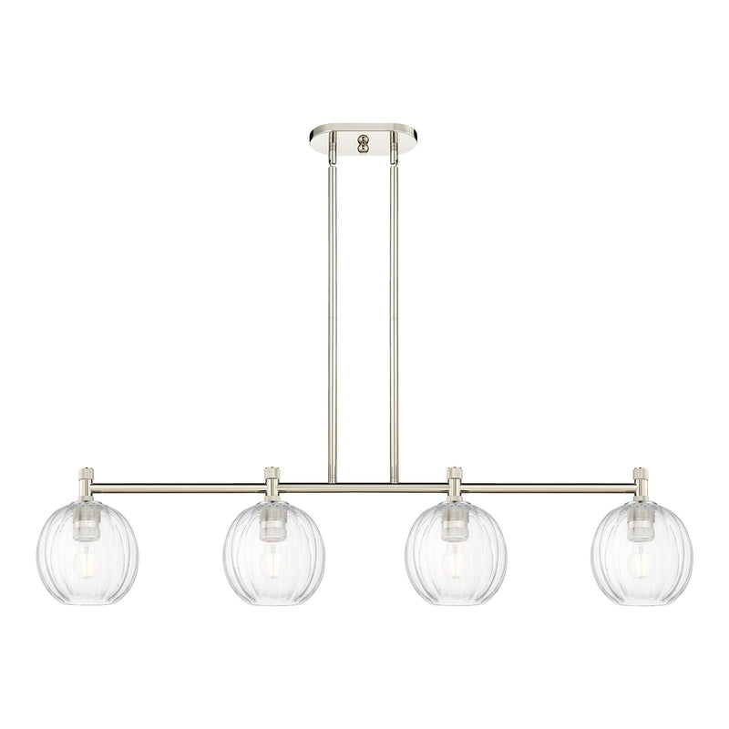 Innovations Preston Globe 47in 4-Light Island Pendant | Industrial Polished Nickel and Clear Glass | Kitchen Island | Model 434-4I-PN-G458-7CL