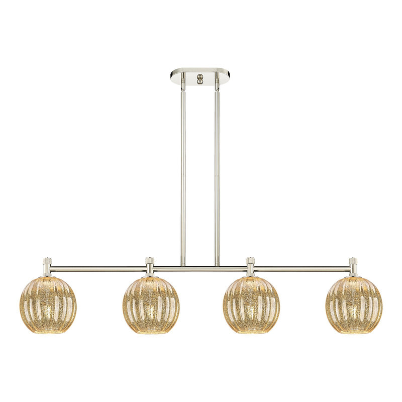 Innovations Preston Globe 47in 4-Light Island Pendant | Industrial Polished Nickel and Mercury Glass | Kitchen Island | Model 434-4I-PN-G458-7ME
