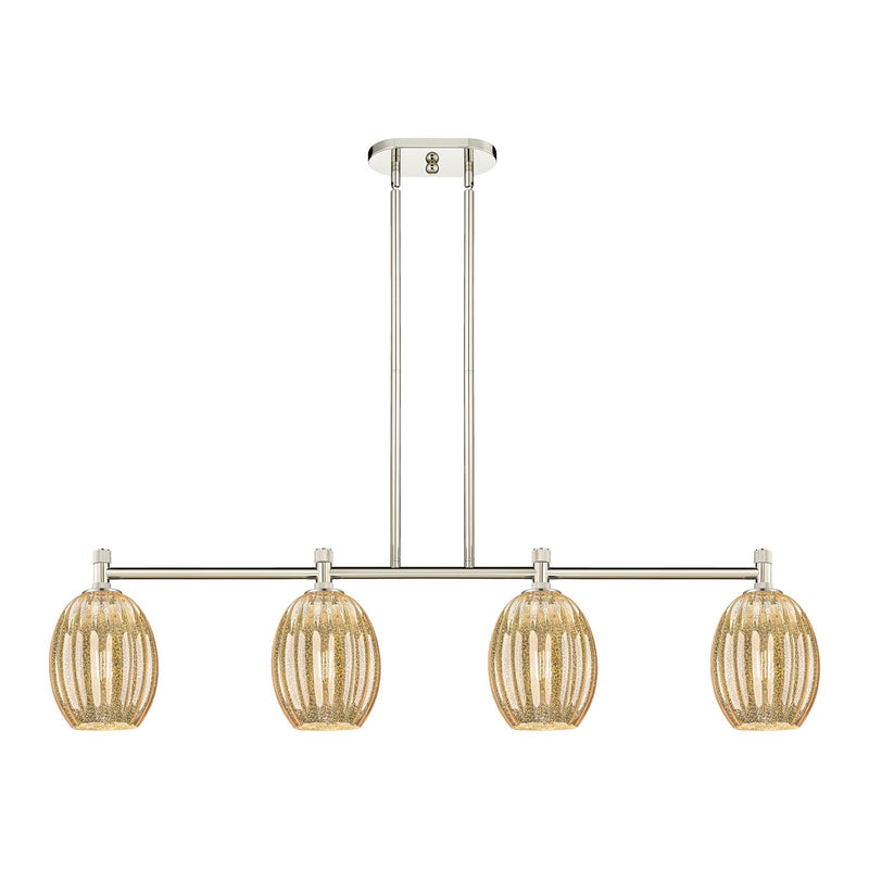 Innovations Preston Bulb 46in 4-Light Island Pendant | Industrial Polished Nickel and Mercury Glass | Kitchen Island | Model 434-4I-PN-G459-6ME