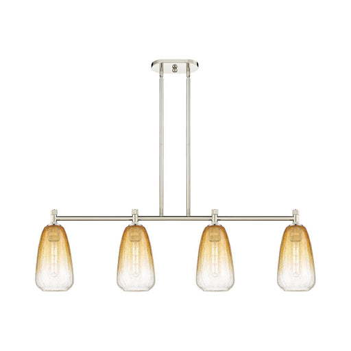 Innovations Brookhaven Almond 46in 4-Light Island Light | Industrial Polished Nickel and Amber Glass | Kitchen Island | Model 434-4I-PN-G480-6AM