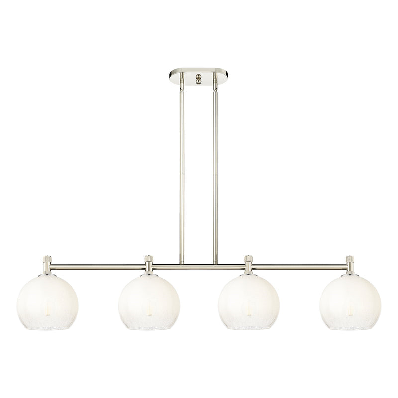 Innovations Brookhaven Globe 48in 4-Light Island Light | Industrial Polished Nickel and Opal Glass | Kitchen Island | Model 434-4I-PN-G483-8OP