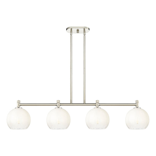 Innovations Brookhaven Globe 48in 4-Light Island Light | Industrial Polished Nickel and Opal Glass | Kitchen Island | Model 434-4I-PN-G483-8OP