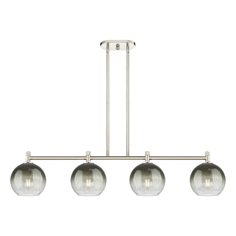 Innovations Brookhaven Globe 48in 4-Light Island Light | Industrial Polished Nickel and Slate Glass | Kitchen Island | Model 434-4I-PN-G483-8SL