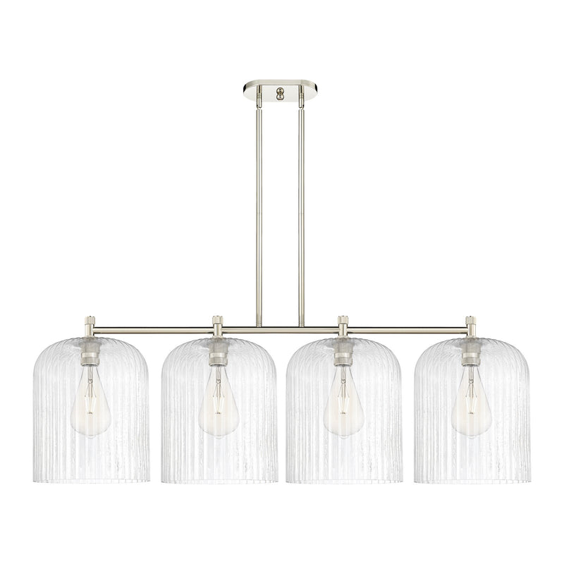 Innovations Crown Point 52in 4-Light Island Light | Industrial Polished Nickel and Seedy Glass | Kitchen Island & Dining | Model 434-4I-PN-G559-12SDY