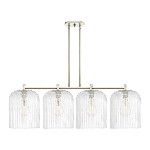 Innovations Crown Point 52in 4-Light Island Light | Industrial Polished Nickel and Seedy Glass | Kitchen Island & Dining | Model 434-4I-PN-G559-12SDY