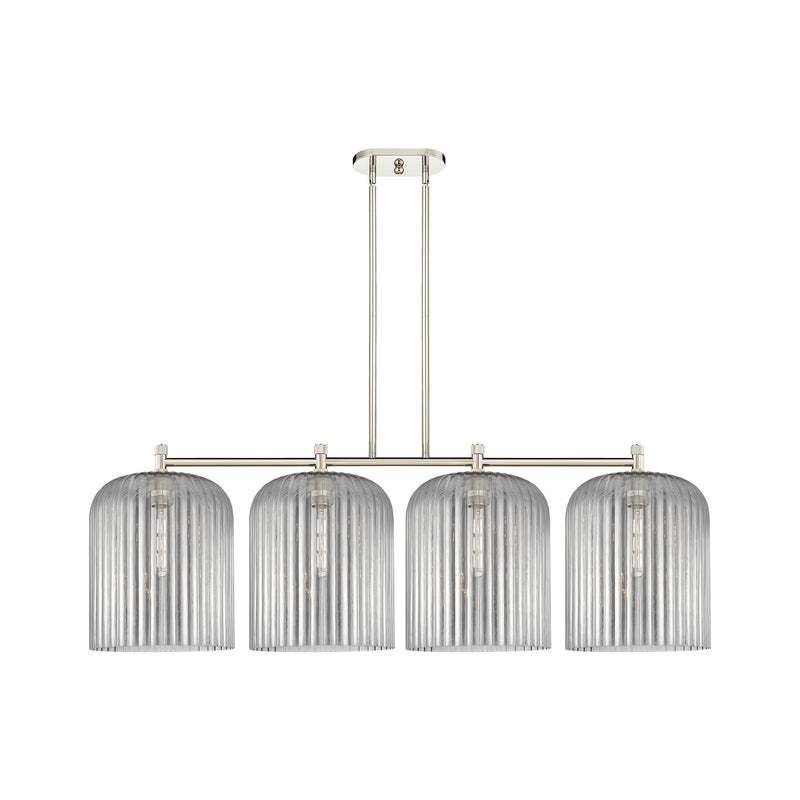 Innovations Crown Point 52in 4-Light Island Light | Industrial Polished Nickel and Light Smoke Glass | Kitchen Island | Model 434-4I-PN-G559-12SM